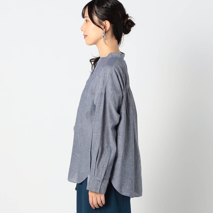 シャンブレー素材 バックギャザーシャツ[品番：NICW0005854]｜NICOLE