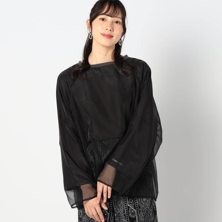 49ブラック | 長袖オーガンジーカットソー | NICOLE