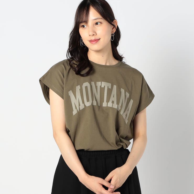 46カーキ | ドルマンカレッジロゴT | NICOLE