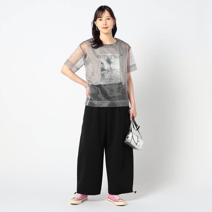 【2枚セット】リゾートプリントタンクトップ+オーガンジーTEE | NICOLE | 詳細画像3 