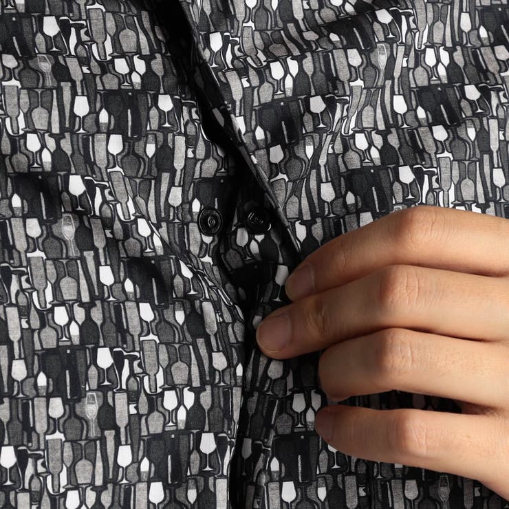 TEXTA ワイングラスプリントブロード カッタウェイカラーシャツ | NICOLE | 詳細画像10 