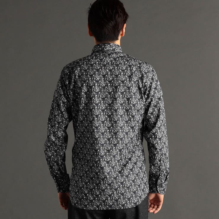 TEXTA ワイングラスプリントブロード カッタウェイカラーシャツ | NICOLE | 詳細画像4 