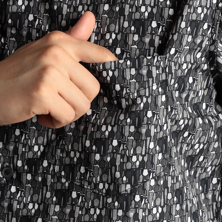 TEXTA ワイングラスプリントブロード カッタウェイカラーシャツ | NICOLE | 詳細画像7 