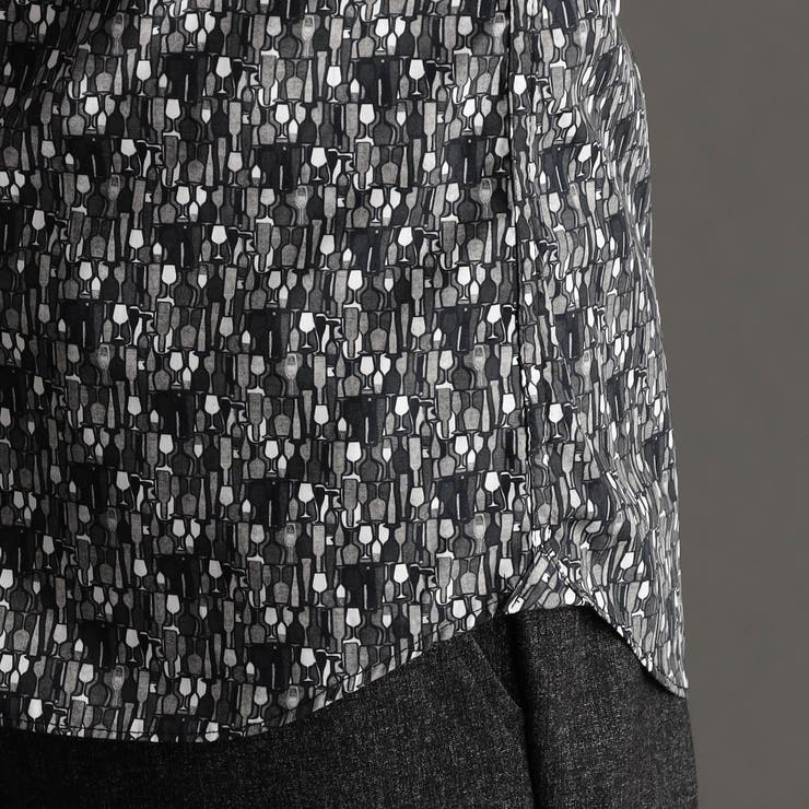 TEXTA ワイングラスプリントブロード カッタウェイカラーシャツ | NICOLE | 詳細画像9 