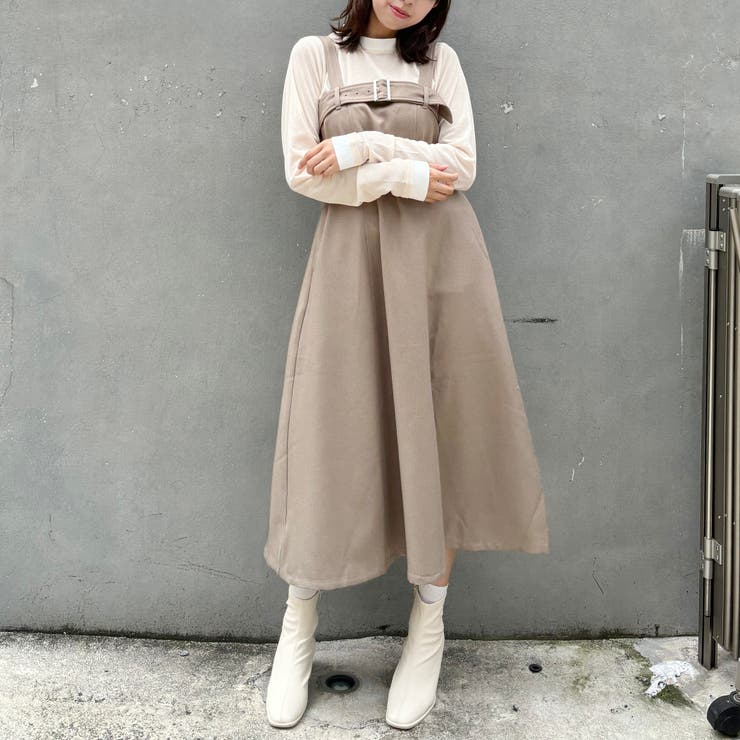 18ベージュ | ダブルベルテッドジャンパースカート | NICOLE