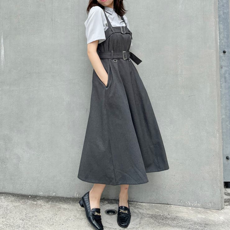 39チャコールグレー | ダブルベルテッドジャンパースカート | NICOLE