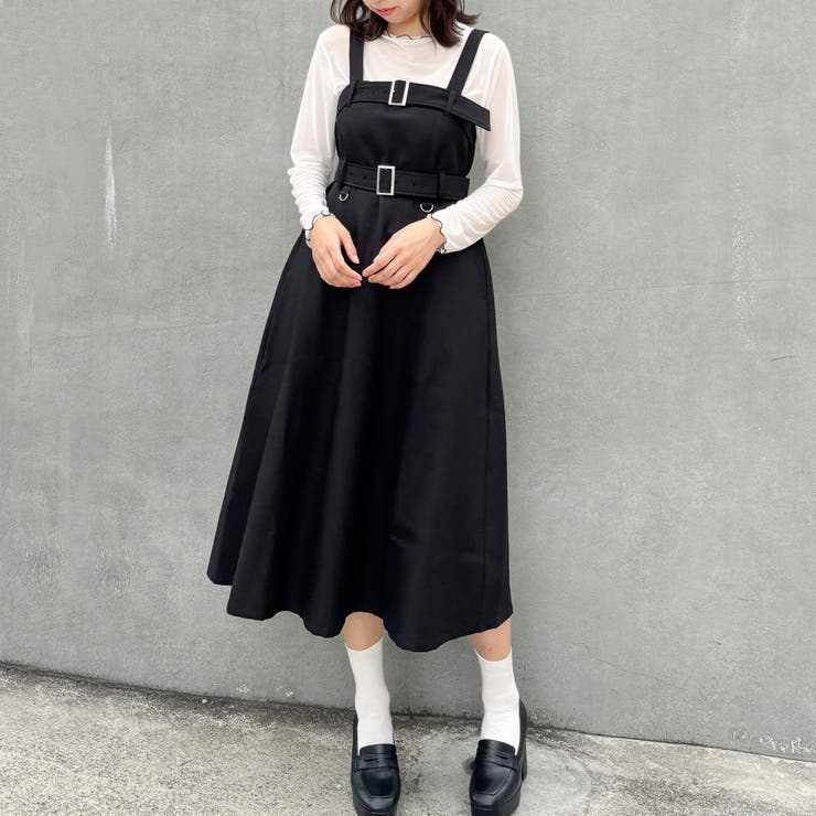 49ブラック | ダブルベルテッドジャンパースカート | NICOLE