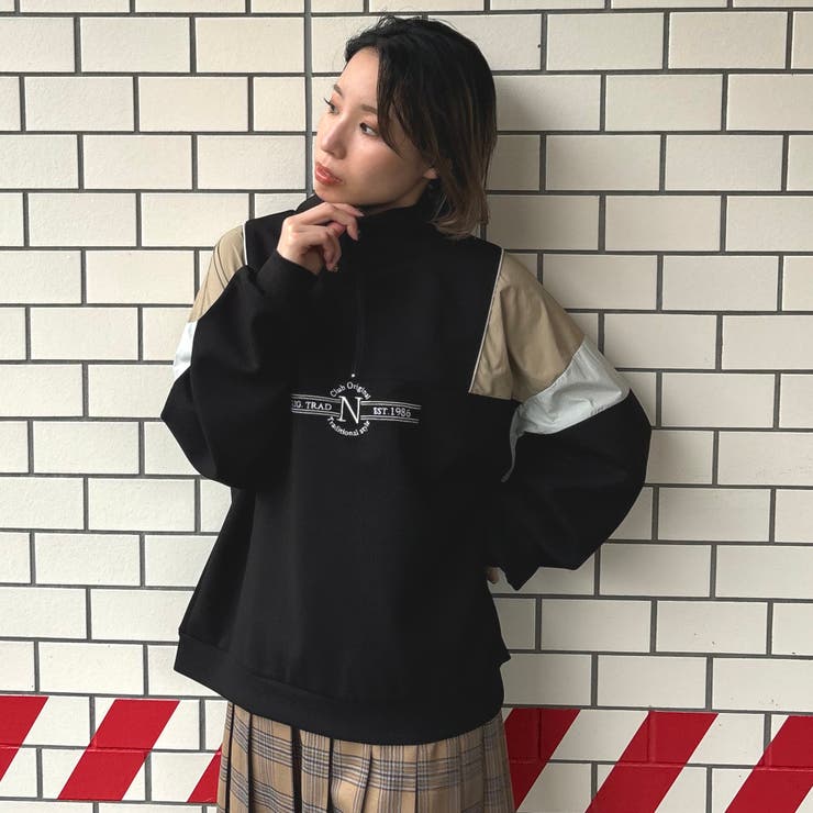 49ブラック | フロントシシュウハーフジップ | NICOLE
