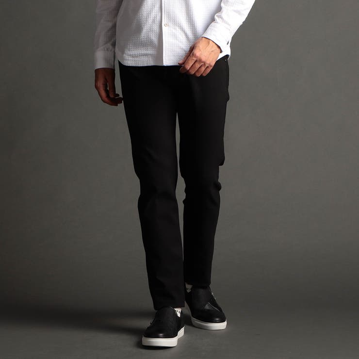 49ブラック | ガムストレッチヘリンボンパンツ | NICOLE