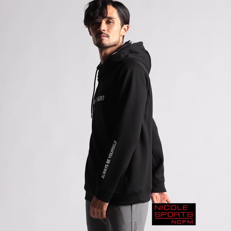 49ブラック | 【NICOLE SPORTS】ロゴプリントプルオーバーパーカー | NICOLE