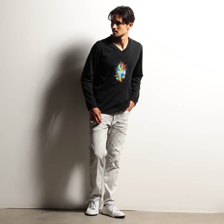 【RIELABO】グラフィック×ロゴプリントVネックTシャツ | NICOLE | 詳細画像3 