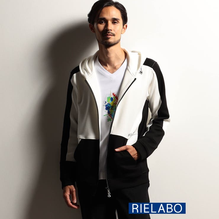 【RIELABO】パネル切り替えデザインジップアップパーカ | NICOLE | 詳細画像1 