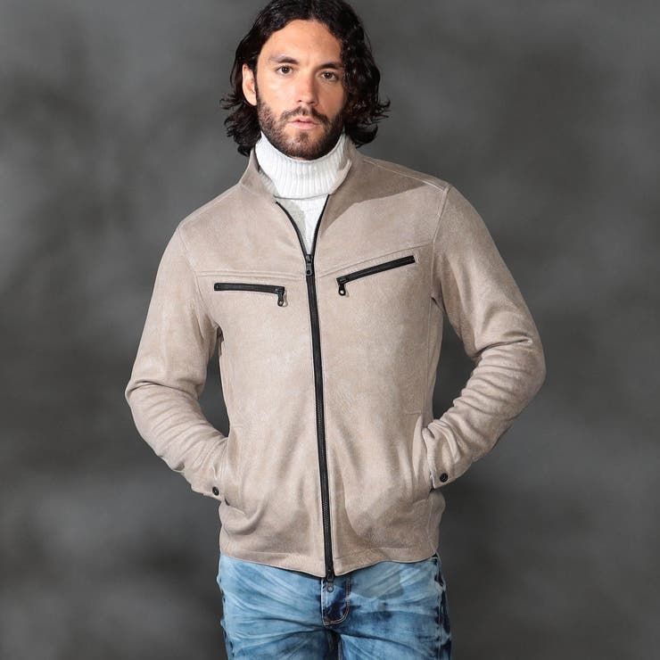 19ライトグレー | ポンチスウェードジップアップブルゾン | NICOLE