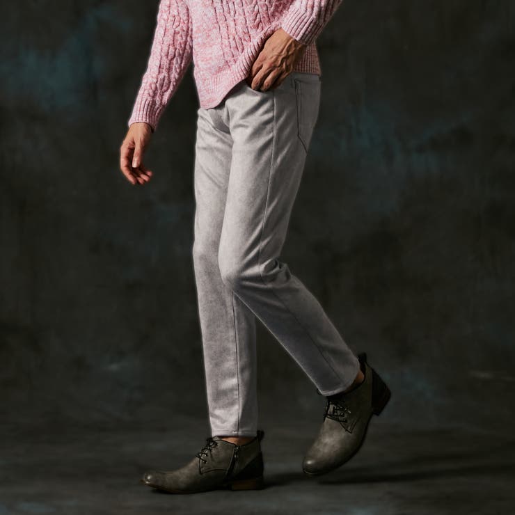 19ライトグレー | 【ＷＥＢ限定】ポンチスウェードムラスモーク柄ストレッチパンツ | NICOLE