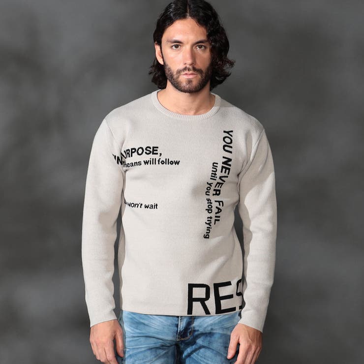 18ベージュ | ロゴジャカードニット | NICOLE