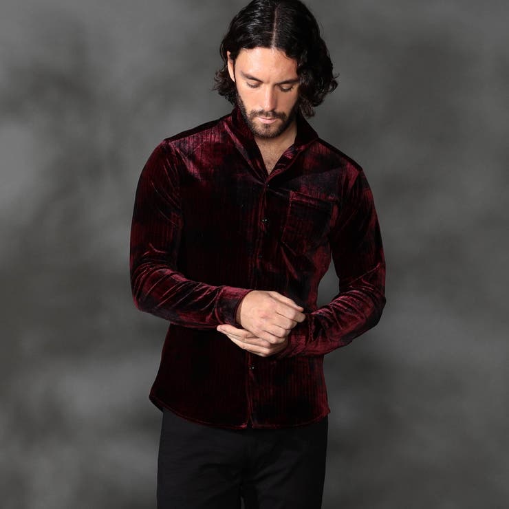 07ボルドー | ハイストレッチ別珍シャツ | NICOLE