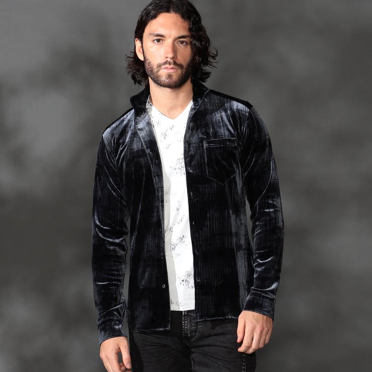 39チャコールグレー | ハイストレッチ別珍シャツ | NICOLE