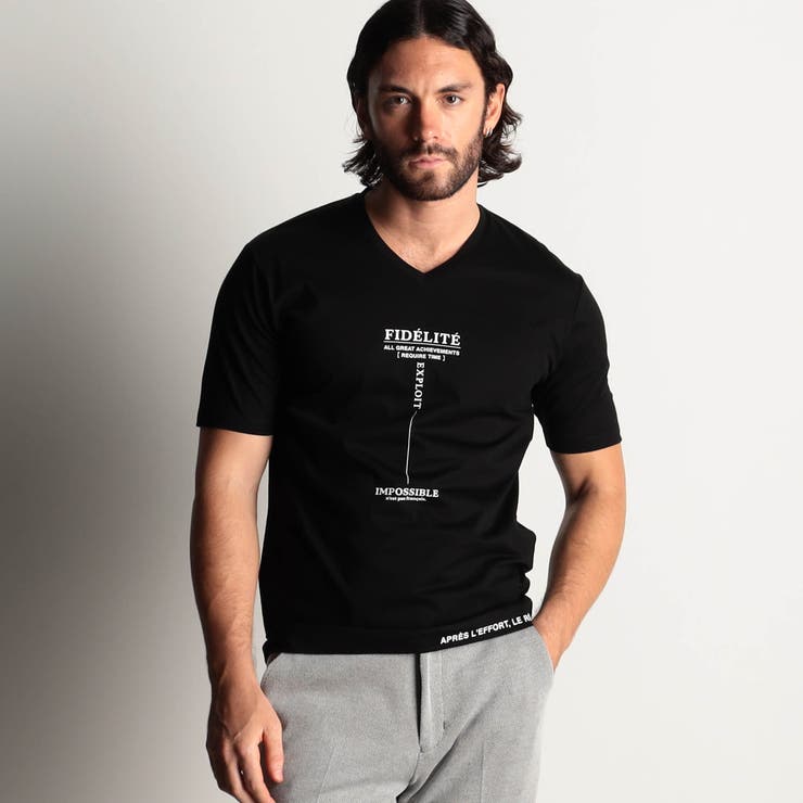 49ブラック | 激シルケットロゴプリント半袖Tシャツ | NICOLE