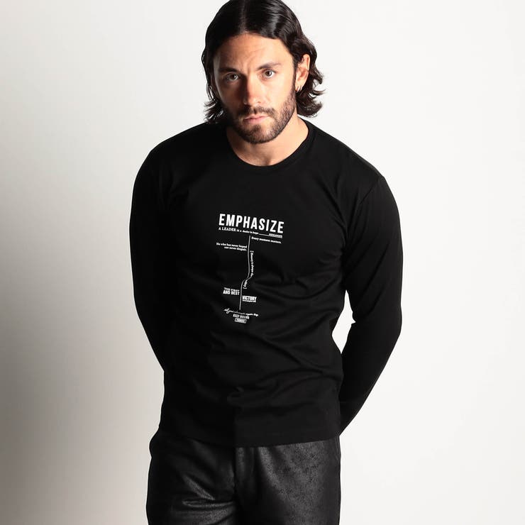 49ブラック | 激シルケットロゴプリント長袖Tシャツ | NICOLE