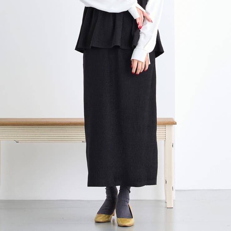 René basic スカート 黒　ベロア　/to be chic,foxey リブベロアタイトスカート[品番：NICW0006237]｜NICOLE（ニコル）の