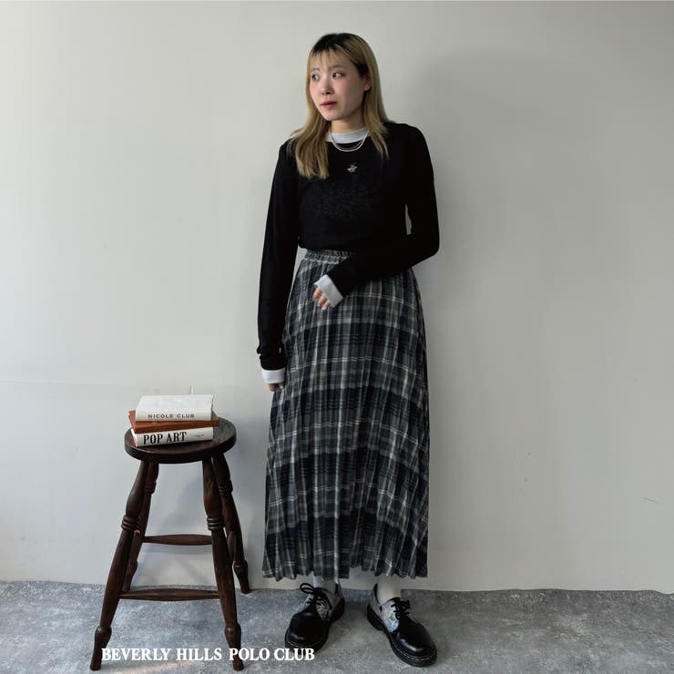 チェックプリーツロングスカート[品番：NICW0006241]｜NICOLE