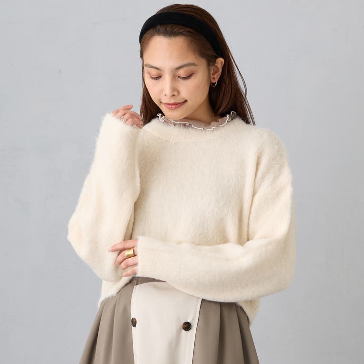 28オフホワイト | モヘアタッチニットプルオーバー | NICOLE