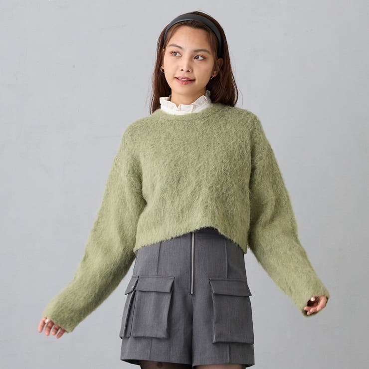 40グリーン | モヘアタッチニットプルオーバー | NICOLE