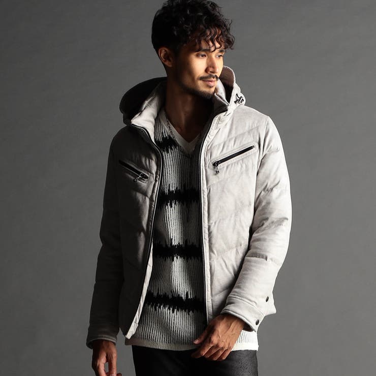 09ホワイト | マイクロスウェードダウンブルゾン | NICOLE