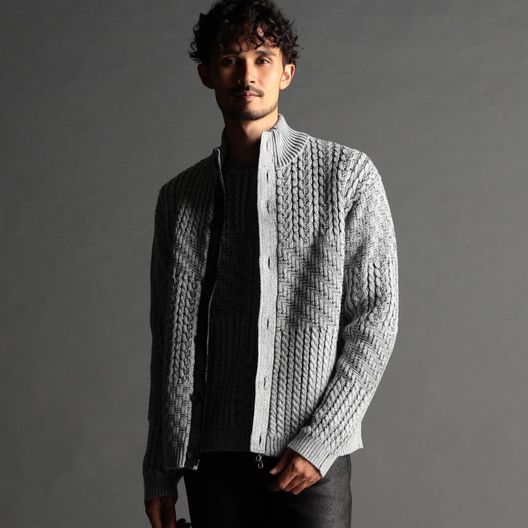 編地切替 スタンドニットブルゾン[品番：NICW0006114]｜NICOLE（ニコル