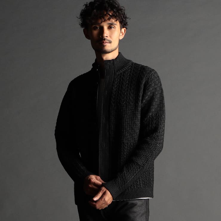 編地切替 スタンドニットブルゾン[品番：NICW0006114]｜NICOLE（ニコル