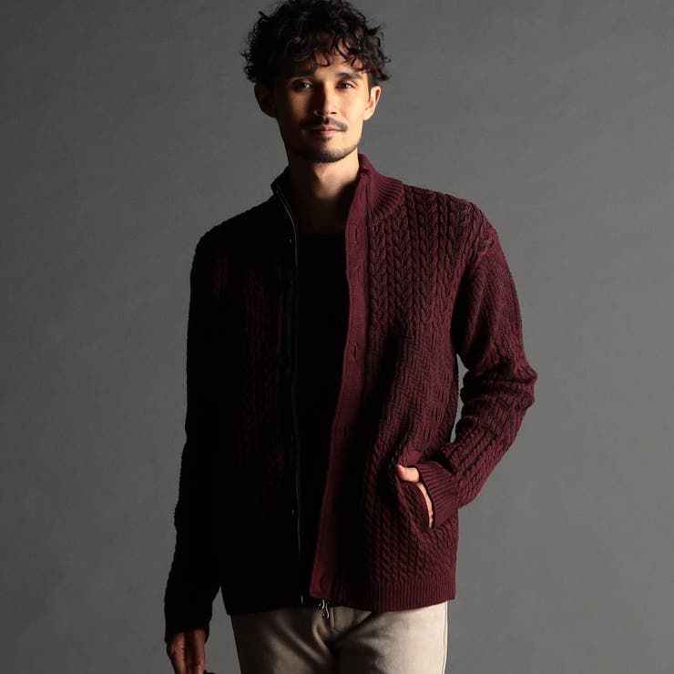 編地切替 スタンドニットブルゾン[品番：NICW0006114]｜NICOLE（ニコル