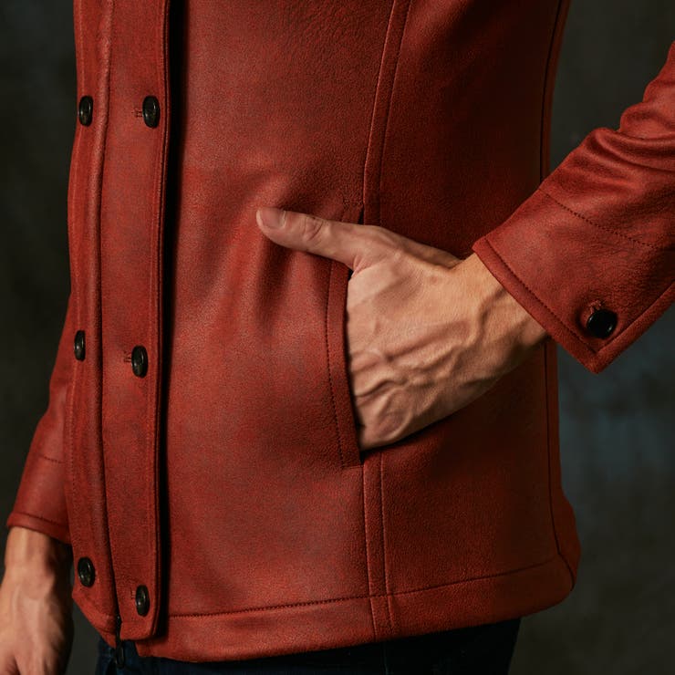 マイクロ起毛ポンチ ムラプリントナポレオンブルゾン[品番