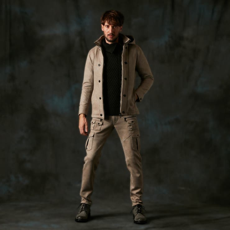 マイクロ起毛ポンチ ムラプリントナポレオンブルゾン[品番