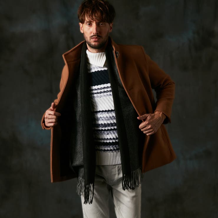 15キャメル | ストレッチメルトンスタンドミドルコート | NICOLE