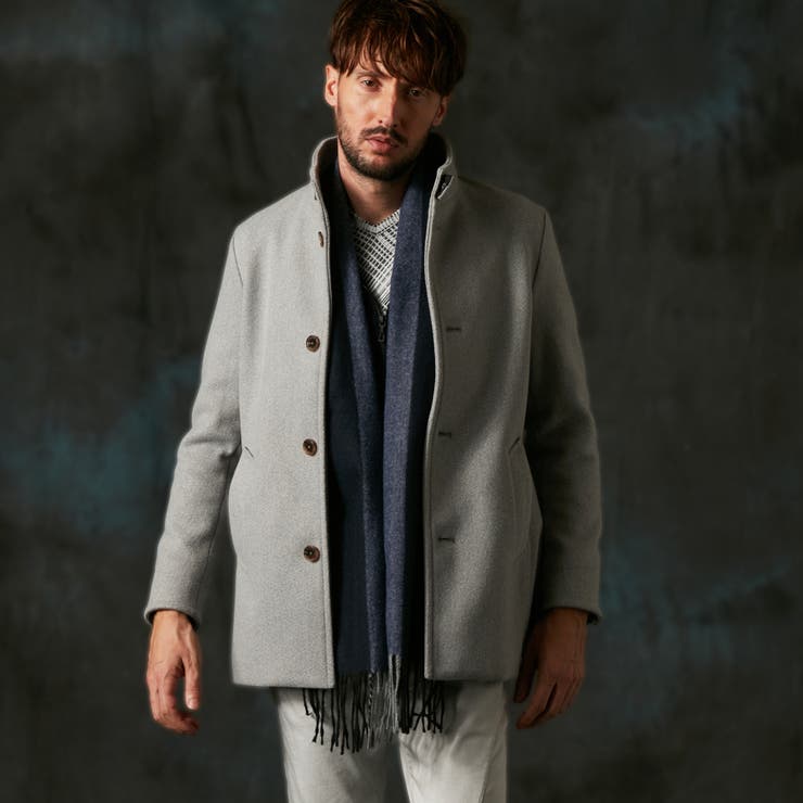 19ライトグレー | ストレッチメルトンスタンドミドルコート | NICOLE