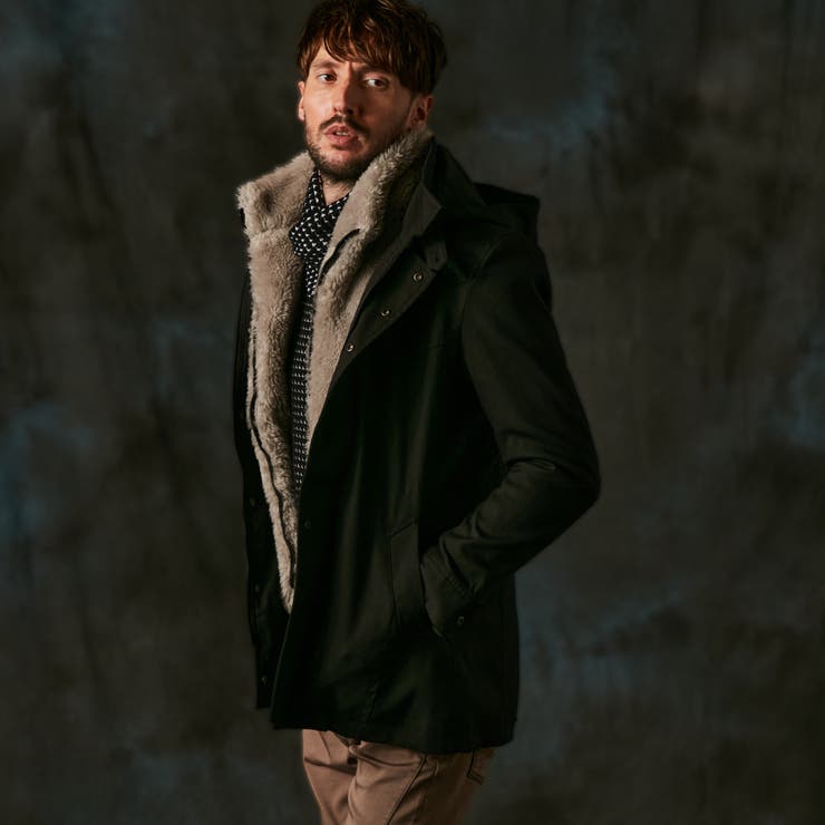 49ブラック | フード着脱２WAYスタンドコート | NICOLE