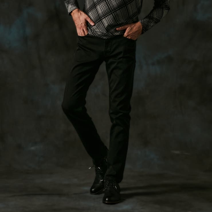 49ブラック | ヨコクロサテンストレッチ裏起毛パンツ | NICOLE