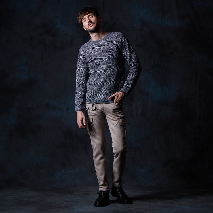 幾何学風バイヤス柄クルーネックニット | NICOLE | 詳細画像4 