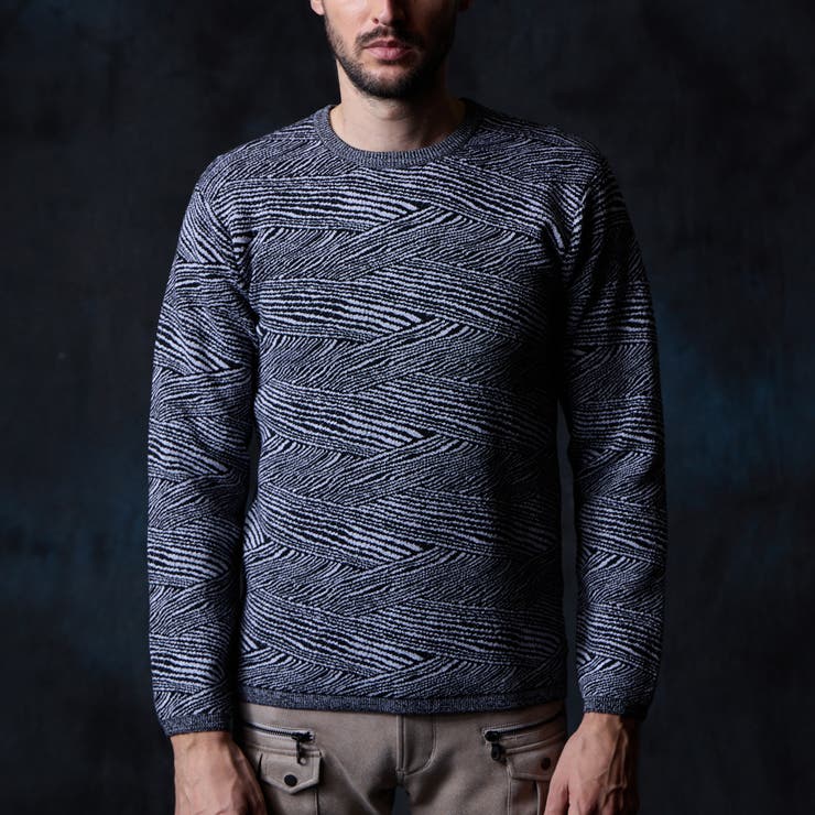 幾何学風バイヤス柄クルーネックニット | NICOLE | 詳細画像5 