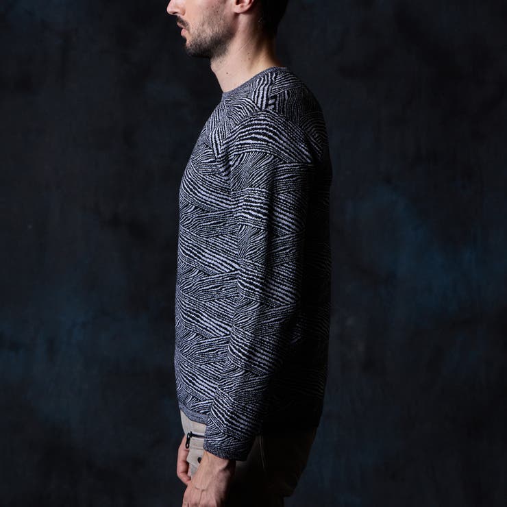 幾何学風バイヤス柄クルーネックニット | NICOLE | 詳細画像6 