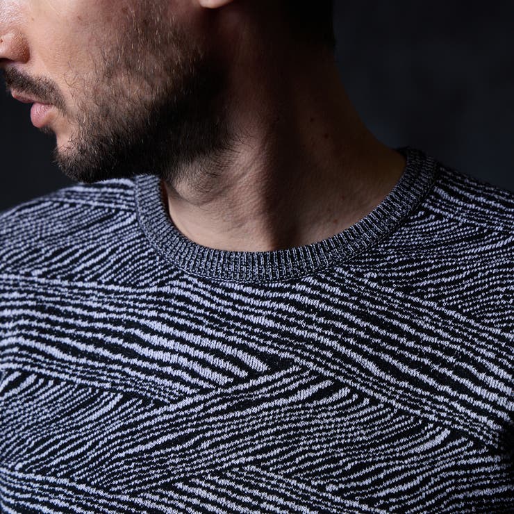 幾何学風バイヤス柄クルーネックニット | NICOLE | 詳細画像8 