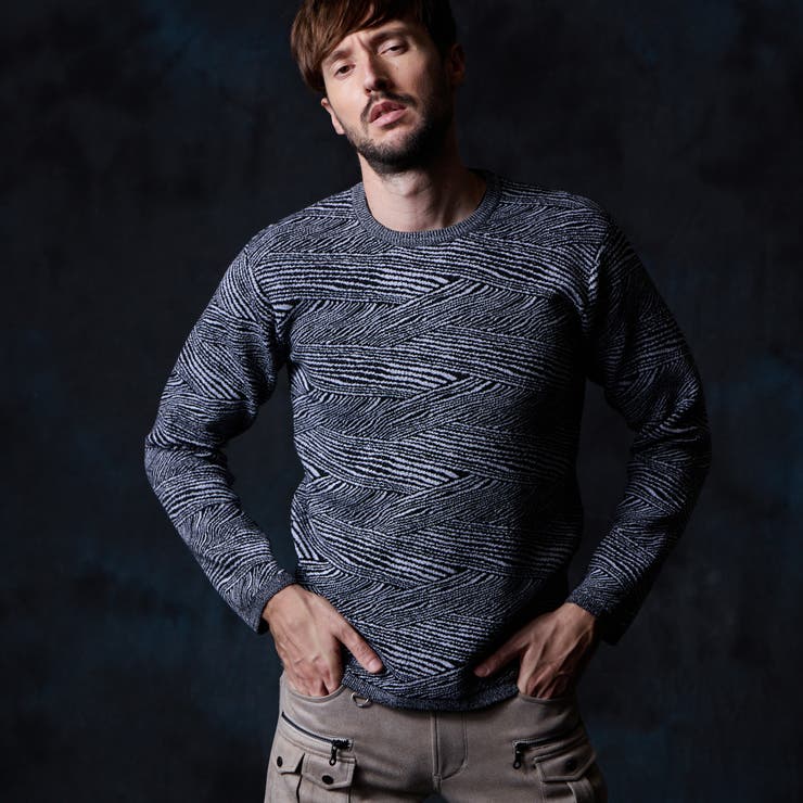 91その他2 | 幾何学風バイヤス柄クルーネックニット | NICOLE