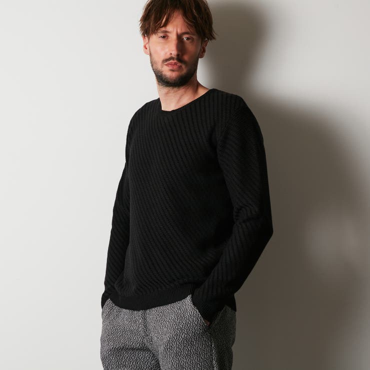 バイヤスジャガードクルーネックニット | NICOLE | 詳細画像1 