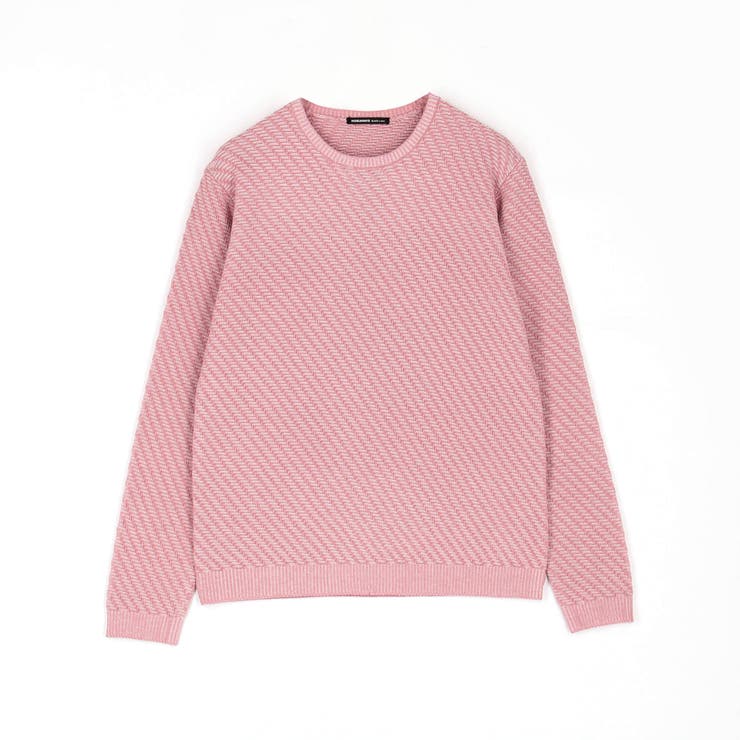 08ピンク | バイヤスジャガードクルーネックニット | NICOLE