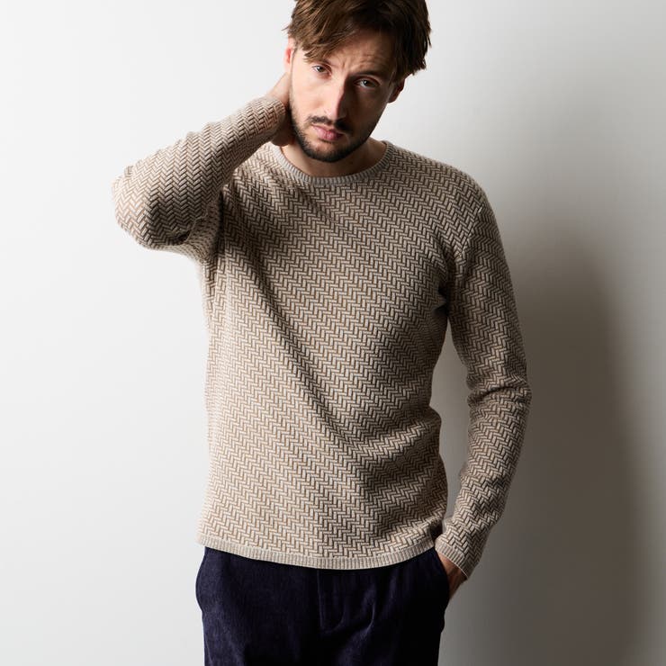 幾何学柄引き揃えＪＱクルーネックニット | NICOLE | 詳細画像1 