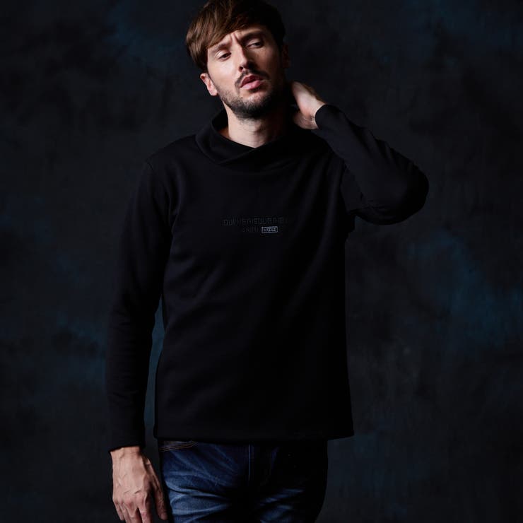 49ブラック | ショールカラー風オフタートルプルオーバー | NICOLE