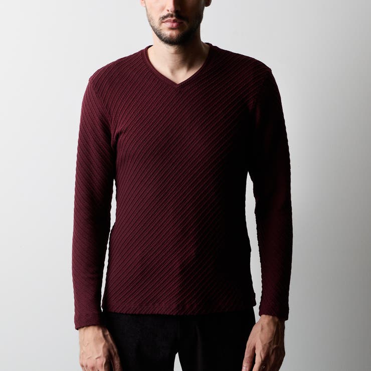 Rai Atelier Vネックプルオーバードレス　ボルドー Rai Atelier Vネックプルオーバードレス ボルドー