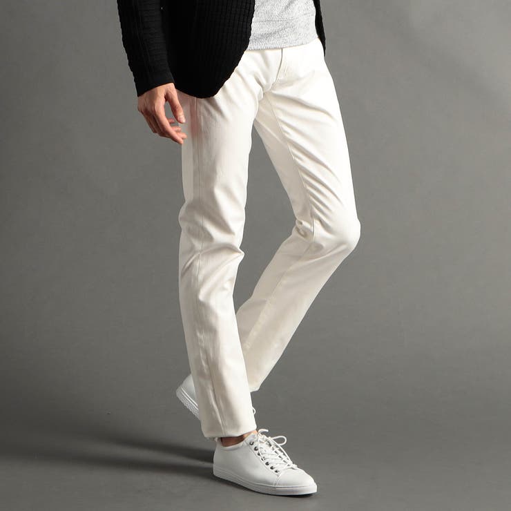 09ホワイト | ストレッチ ヘリンボンパンツ | NICOLE