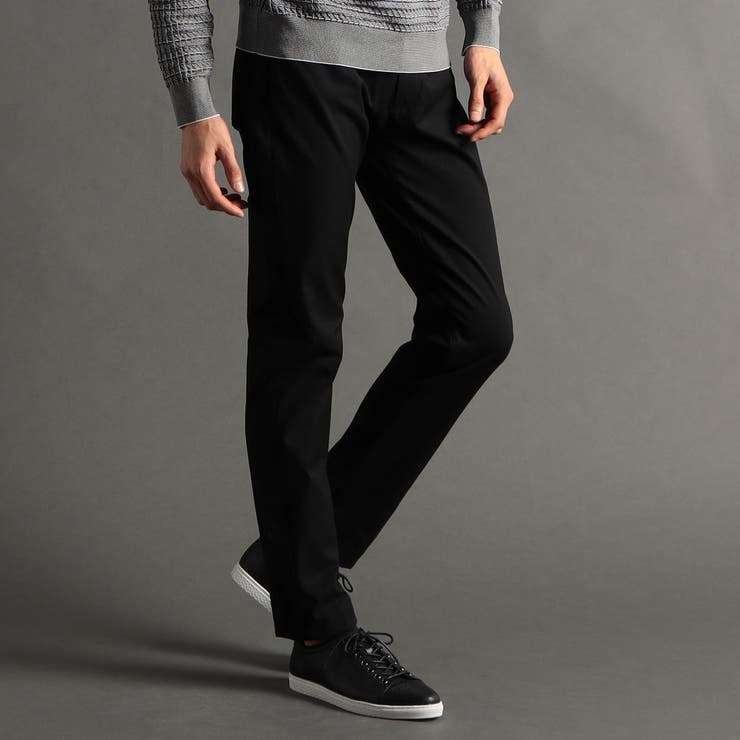 49ブラック | ストレッチ ヘリンボンパンツ | NICOLE