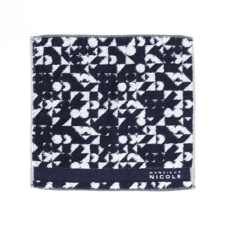 67ネイビー | ジオメトリック 今治ハンドタオル | NICOLE